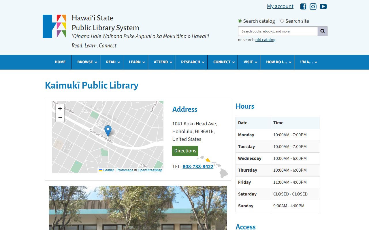 Kaimuki Public Library serving East Honolulu and the East Honolulu Phone Directory