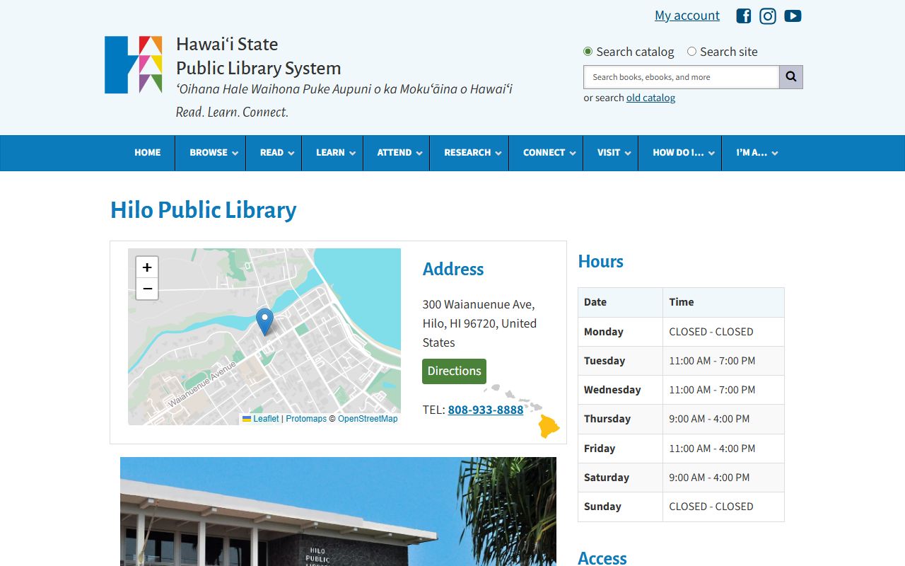 Hilo Public Library branch page and Hilo Phone Directory for records