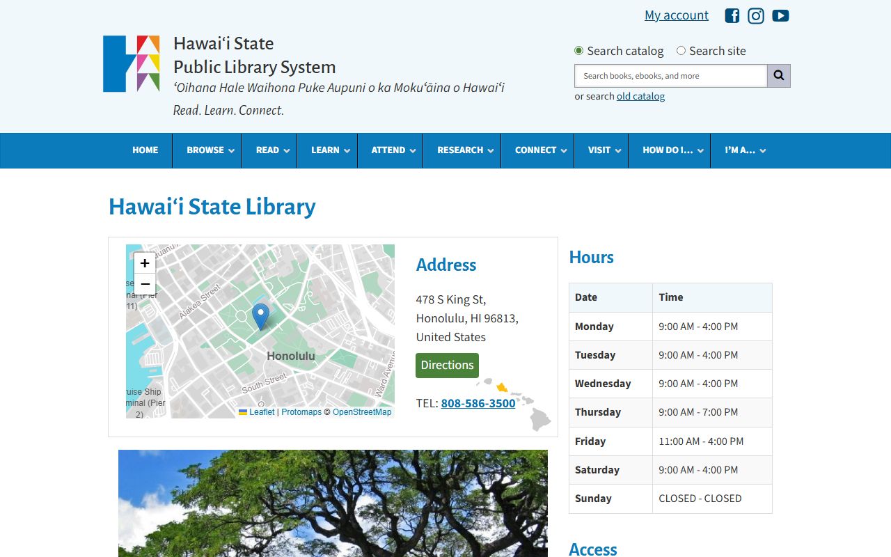 Hawaii State Library in Urban Honolulu with phone directory for records