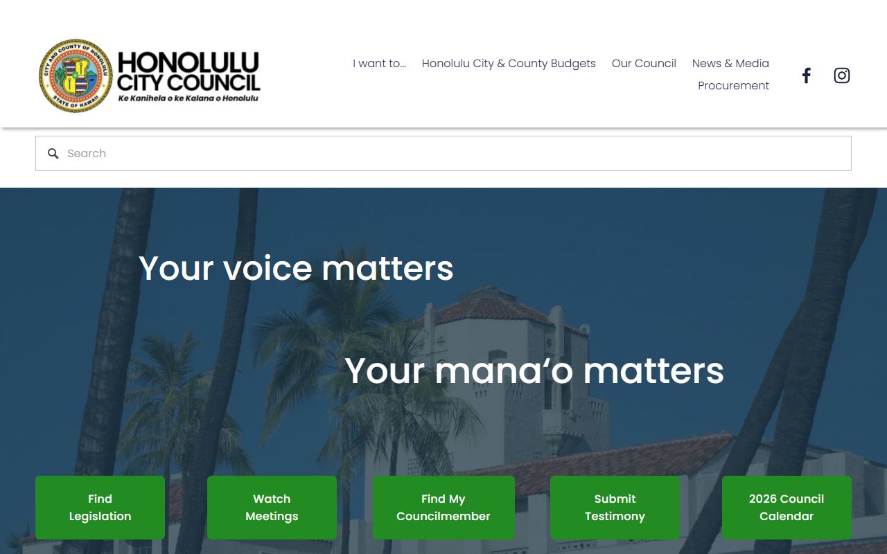 Honolulu City Council page and Honolulu County phone directory