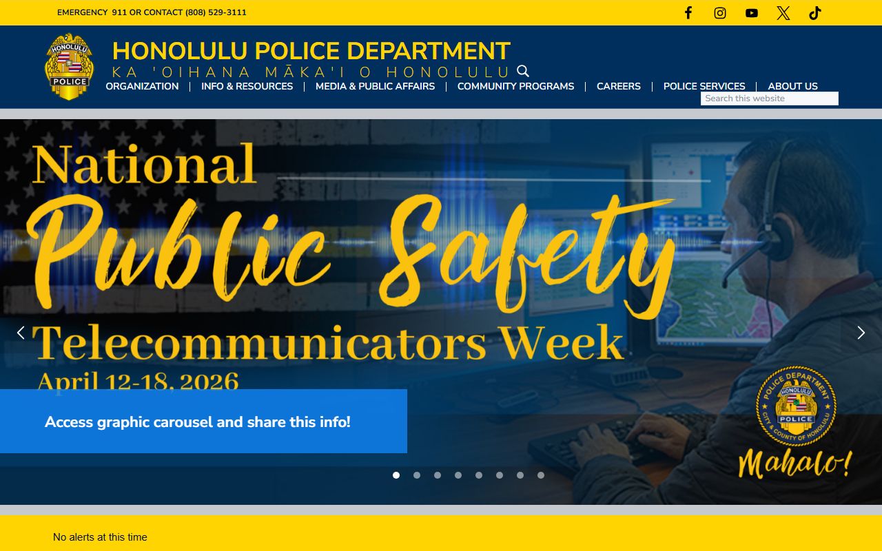 Honolulu Police Department with Honolulu County phone directory